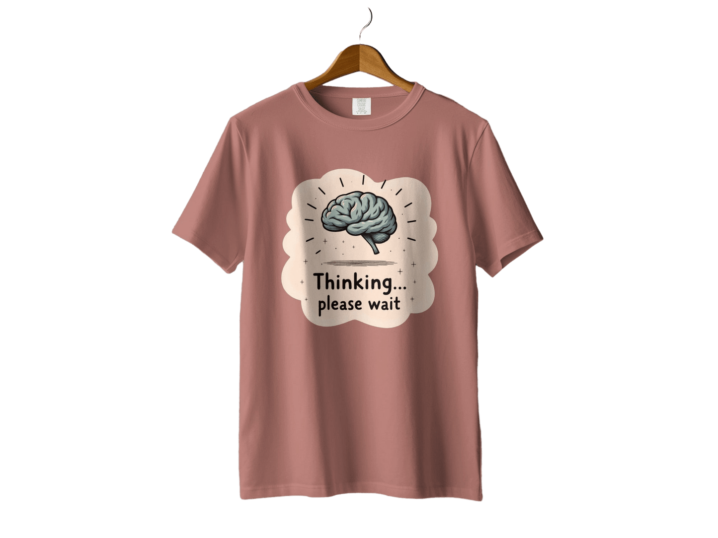 Thinking Please Wait T-Shirt, Brain Design T-Shirt, Funny T-Shirt, Graphic Tee, Trendy Shirt, Gift Idea - IconVexa