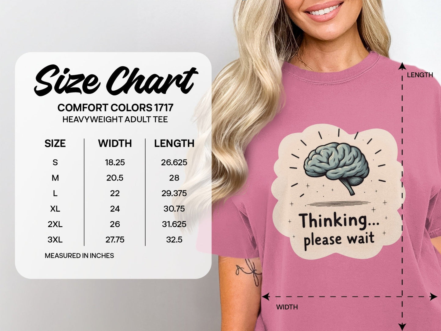 Thinking Please Wait T-Shirt, Brain Design T-Shirt, Funny T-Shirt, Graphic Tee, Trendy Shirt, Gift Idea - IconVexa