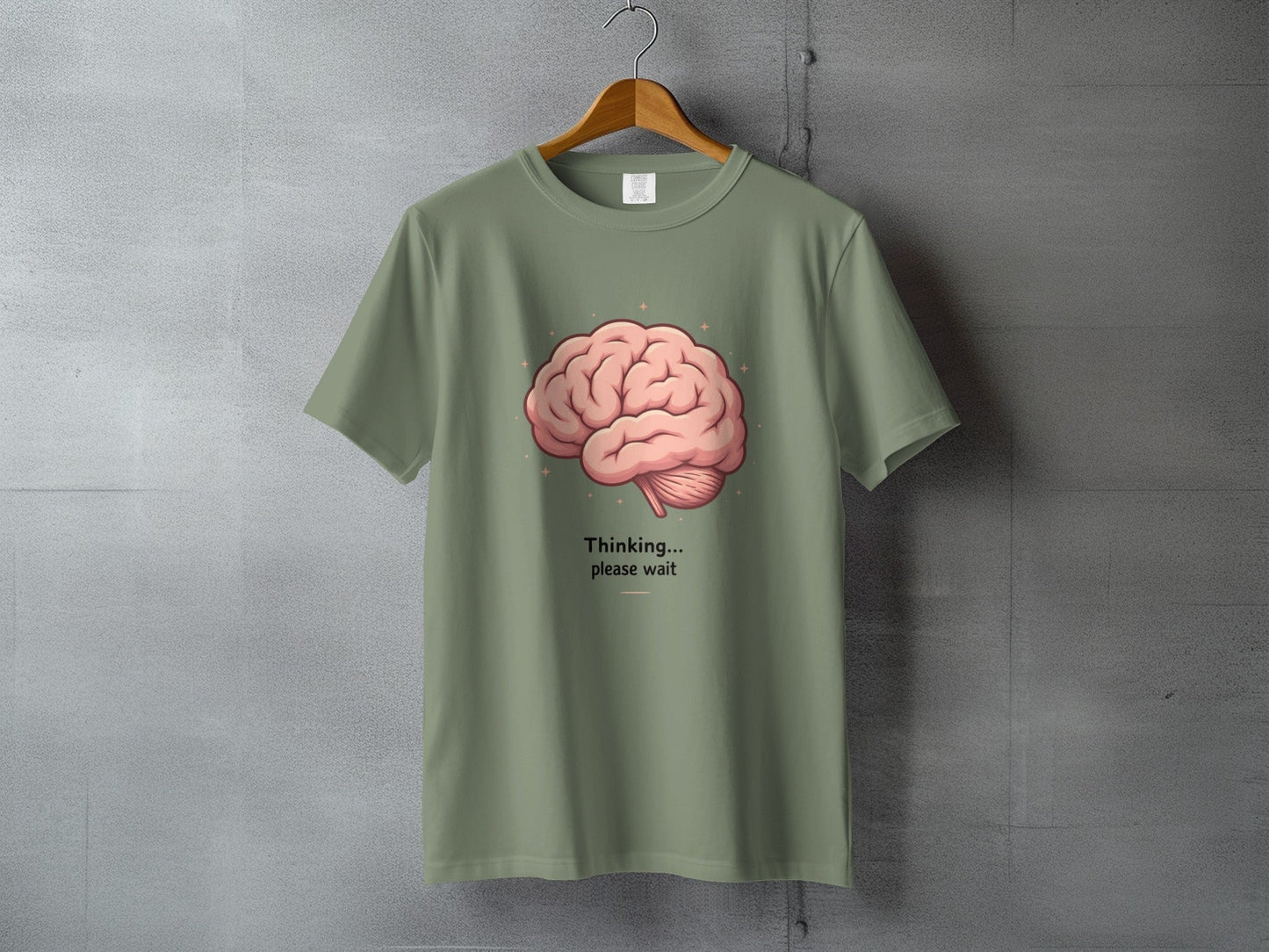 Thinking Please Wait T-Shirt, Brain Tee, Funny Sarcastic Shirt, Unique Graphic Tee, Statement T Shirt, Gift Idea, Unisex Shirt - IconVexa