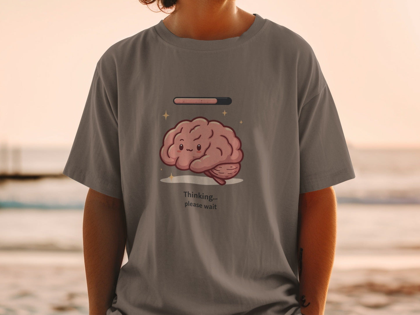 Thinking Please Wait T-Shirt, Funny Brain Tee, Cute Brain Shirt, Brain Loading Shirt, Intellectual Humor, Nerdy T-Shirt, Graphic Tee - IconVexa