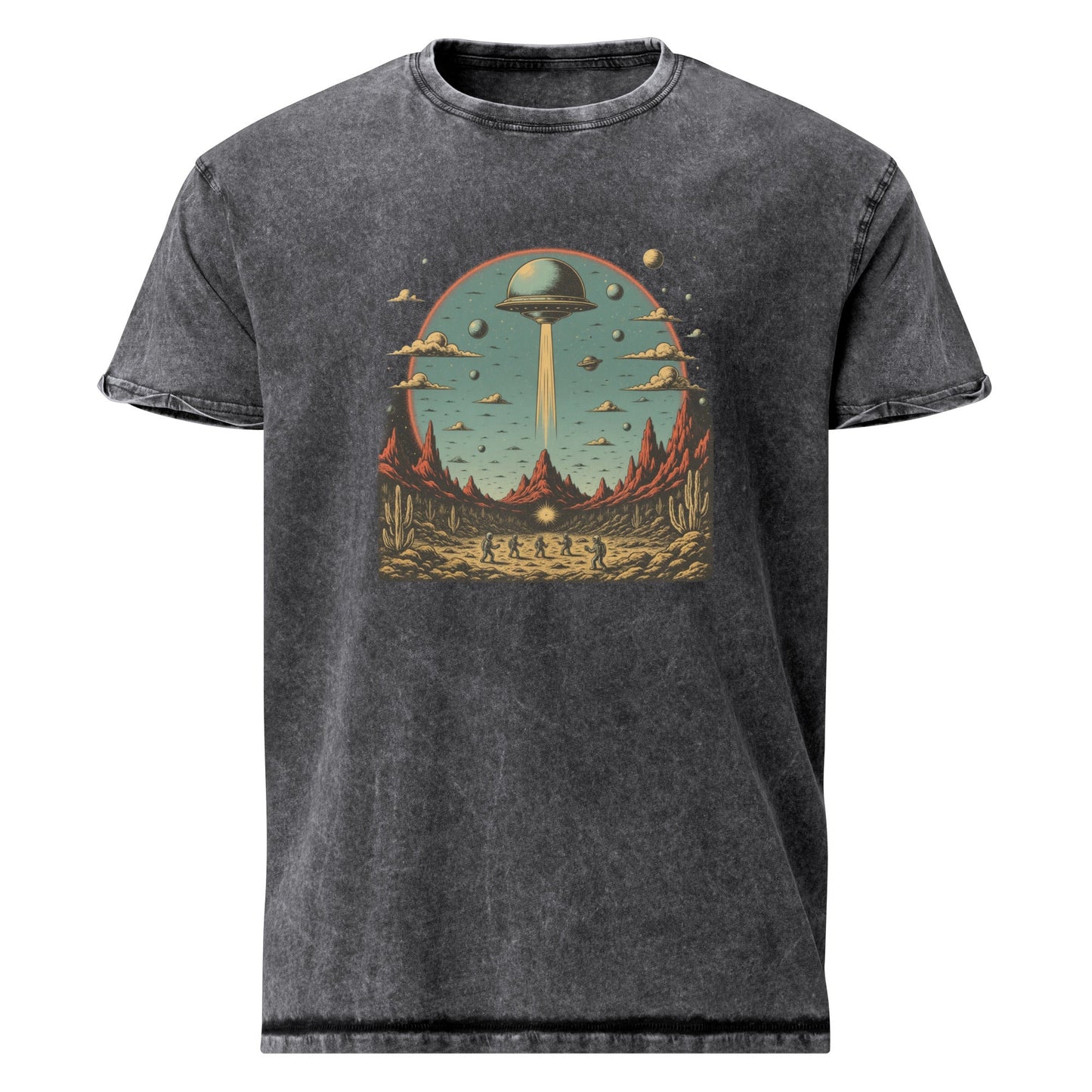 UFO Abduction Desert Shirt | Retro Space Tee for Sci - Fi Lovers | Vintage Outer Space T-Shirt - IconVexa