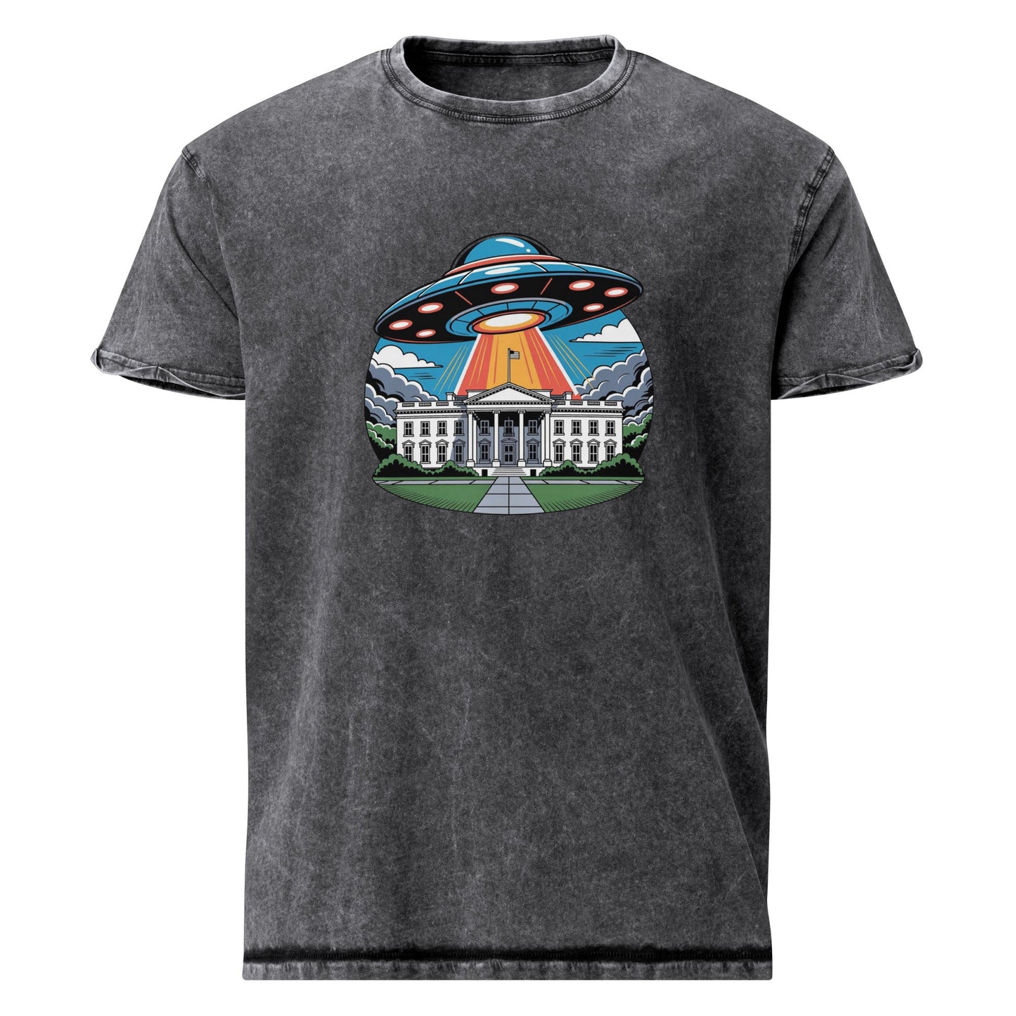 UFO Over the White House Tee | Alien Abduction Shirt | Retro Sci - Fi Graphic Top - IconVexa