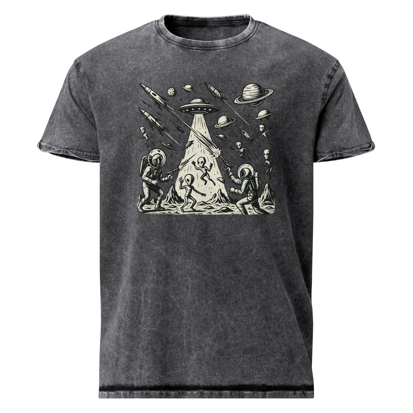Alien Battle Graphic Tee | Space War Vintage Shirt | Retro Sci - Fi Astronaut T-Shirt - IconVexa