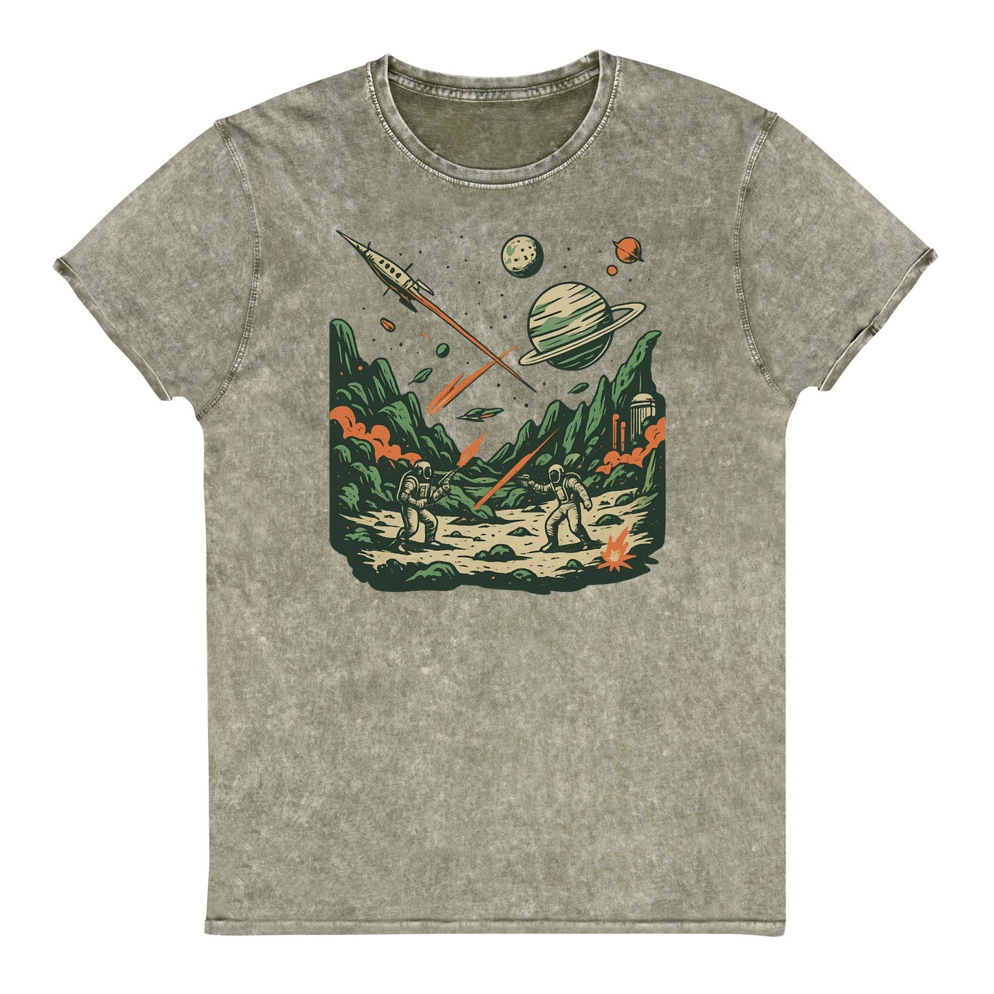 Retro Space Battle Shirt | Artistic Galaxy Tee | Unisex Sci - Fi Graphic T-Shirt - IconVexa