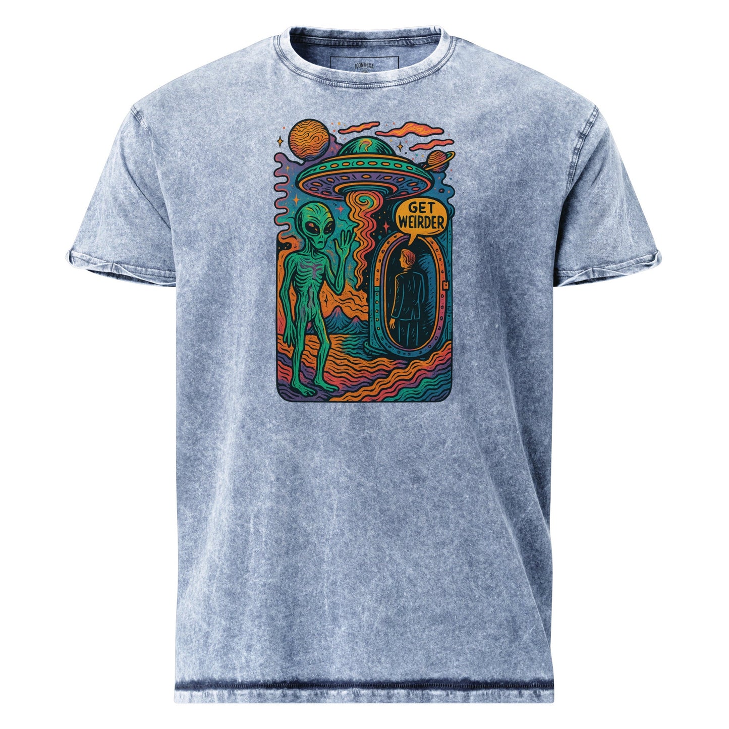 Get Weirder Alien Tee | Trippy UFO Shirt for Him | Retro SciFi Graphic T-Shirt - IconVexa