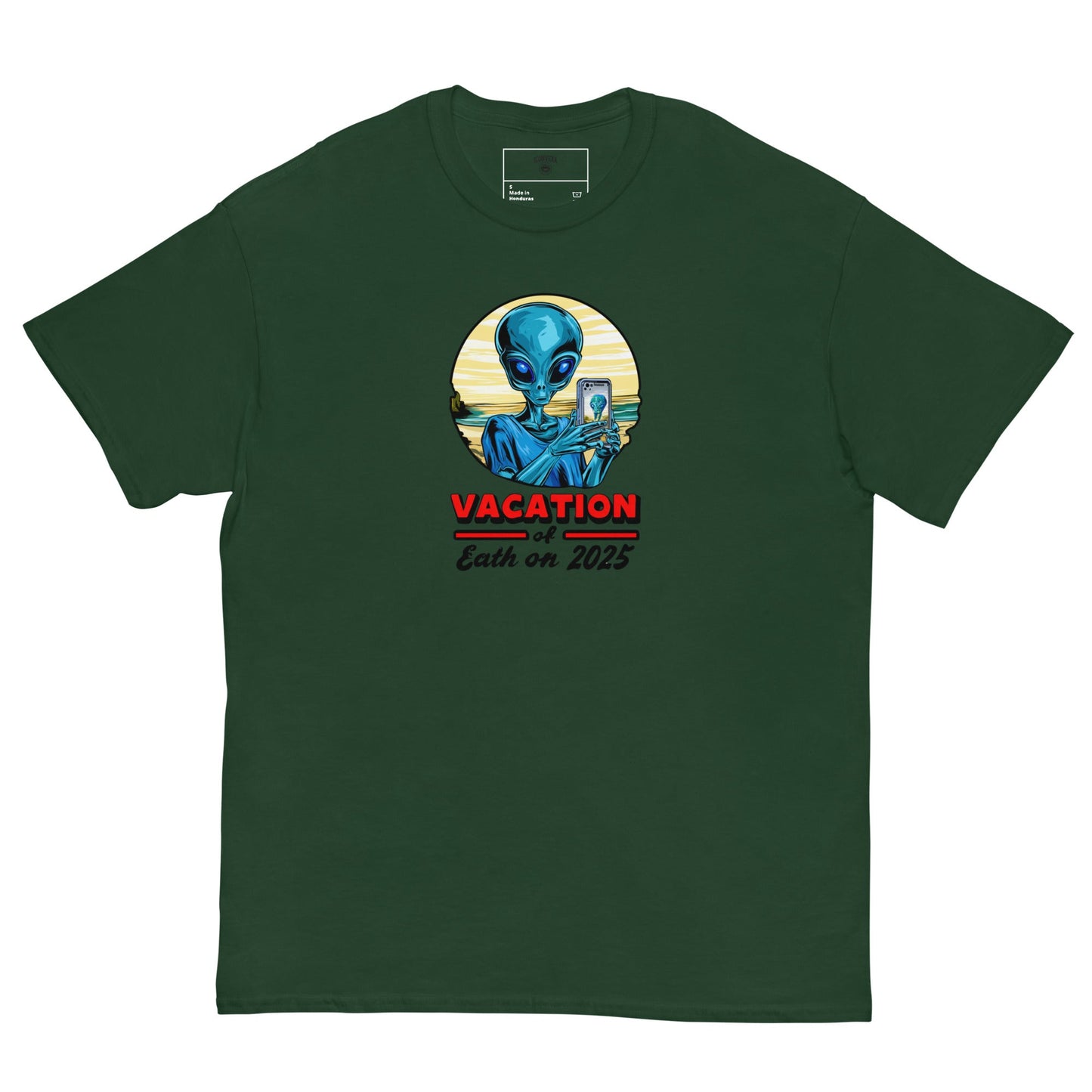 Vacation Selfie Alien Tee | Funny Space Shirt | Sci - Fi Retro Unisex T-Shirt - IconVexa