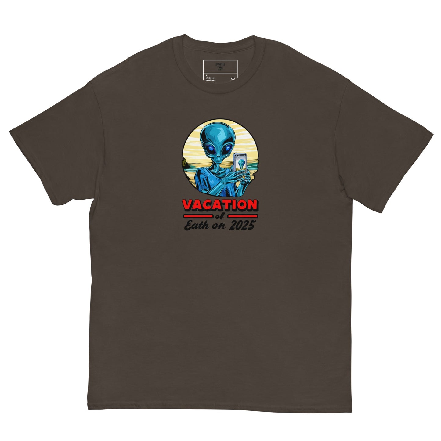 Vacation Selfie Alien Tee | Funny Space Shirt | Sci - Fi Retro Unisex T-Shirt - IconVexa