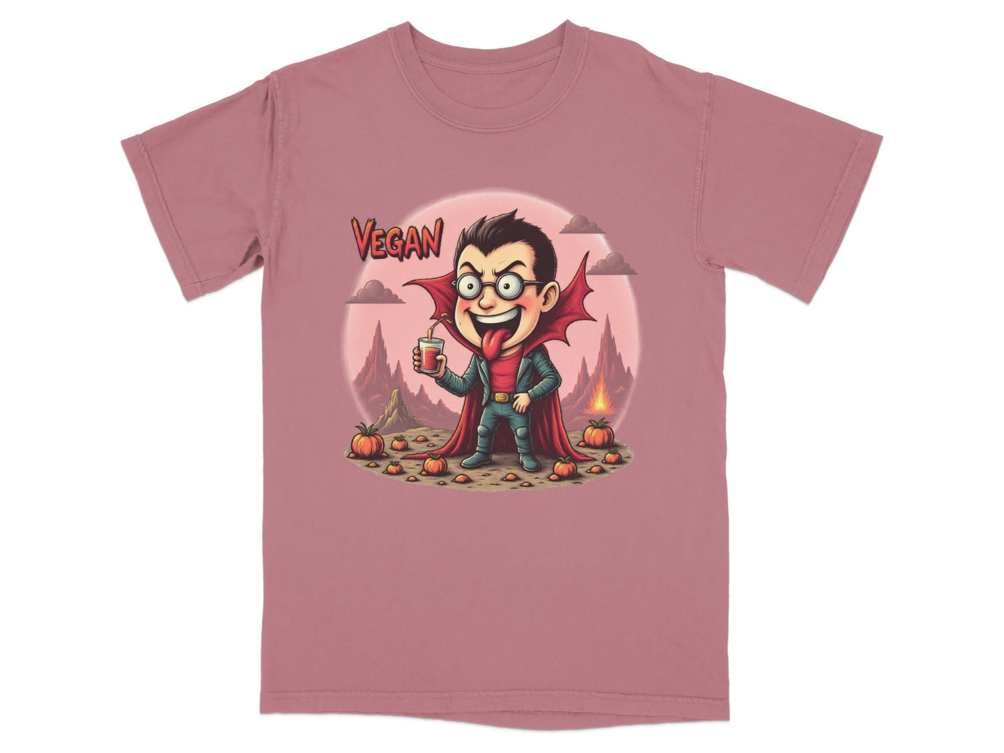 Vegan Vampire Boy Sipping Juice Graphic Novelty T-Shirt - IconVexa