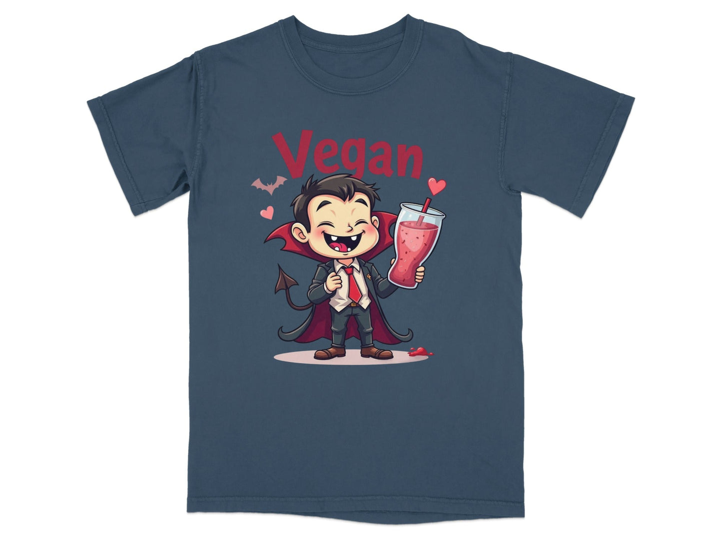 Vegan Vampire Drinking Smoothie Illustration Design T-Shirt - IconVexa