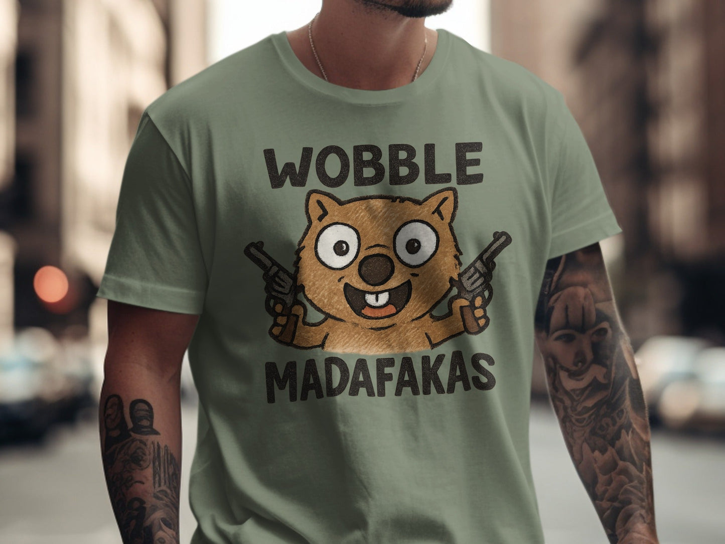 Wobble Madafakas T-Shirt, Funny Wombat Tee, Gangster Animal Shirt, Meme Shirt, Novelty T-shirt, Unique Design Tee, Trendy Shirts - IconVexa