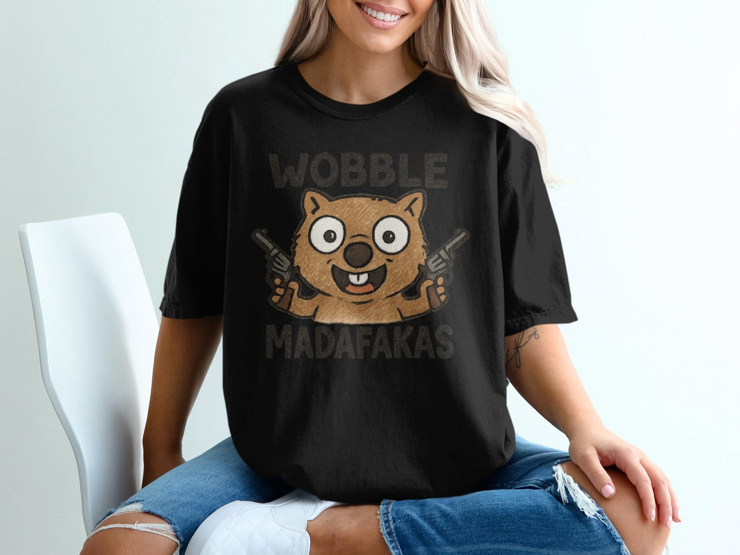 Wobble Madafakas T-Shirt, Funny Wombat Tee, Gangster Animal Shirt, Meme Shirt, Novelty T-shirt, Unique Design Tee, Trendy Shirts - IconVexa