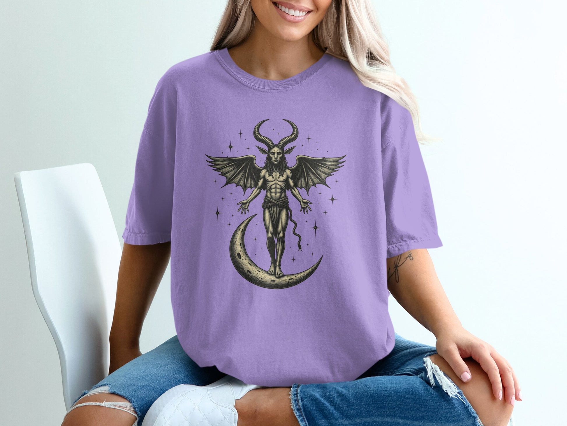 Gothic Demon Graphic Lavender Tee product type