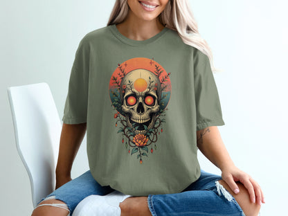 Skull and Floral Design Graphic Tee product