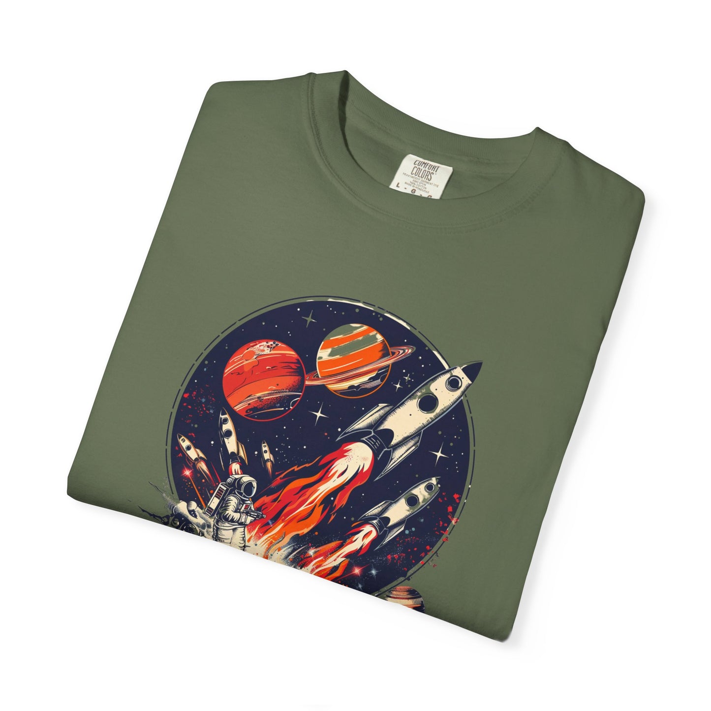Rocket Launch T-Shirt | Retro Sci-Fi Graphic Tee | Outer Space Shirt for Space Lovers