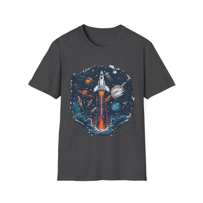 Cosmic Adventure T-Shirt - Unisex Rocket Space Tee, Astronaut Gift, Science Lover Shirt, Outer Space Apparel, Gift for Stargazers - IconVexa