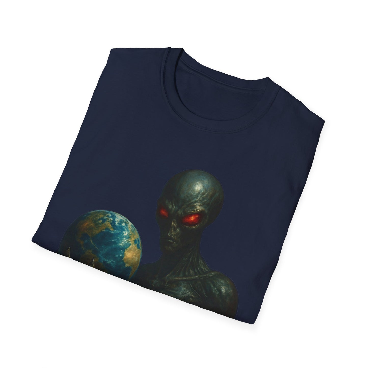 Alien-Inspired Unisex Softstyle T-Shirt, Graphic Tee, Sci-Fi Apparel, Cosmic Gift, Unisex Fashion, Space Lover's Shirt