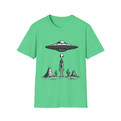 Alien Abduction Unisex Softstyle T-Shirt - Retro UFO Design, Fun Gift, Sci - Fi Lover Apparel, Casual Wear - IconVexa