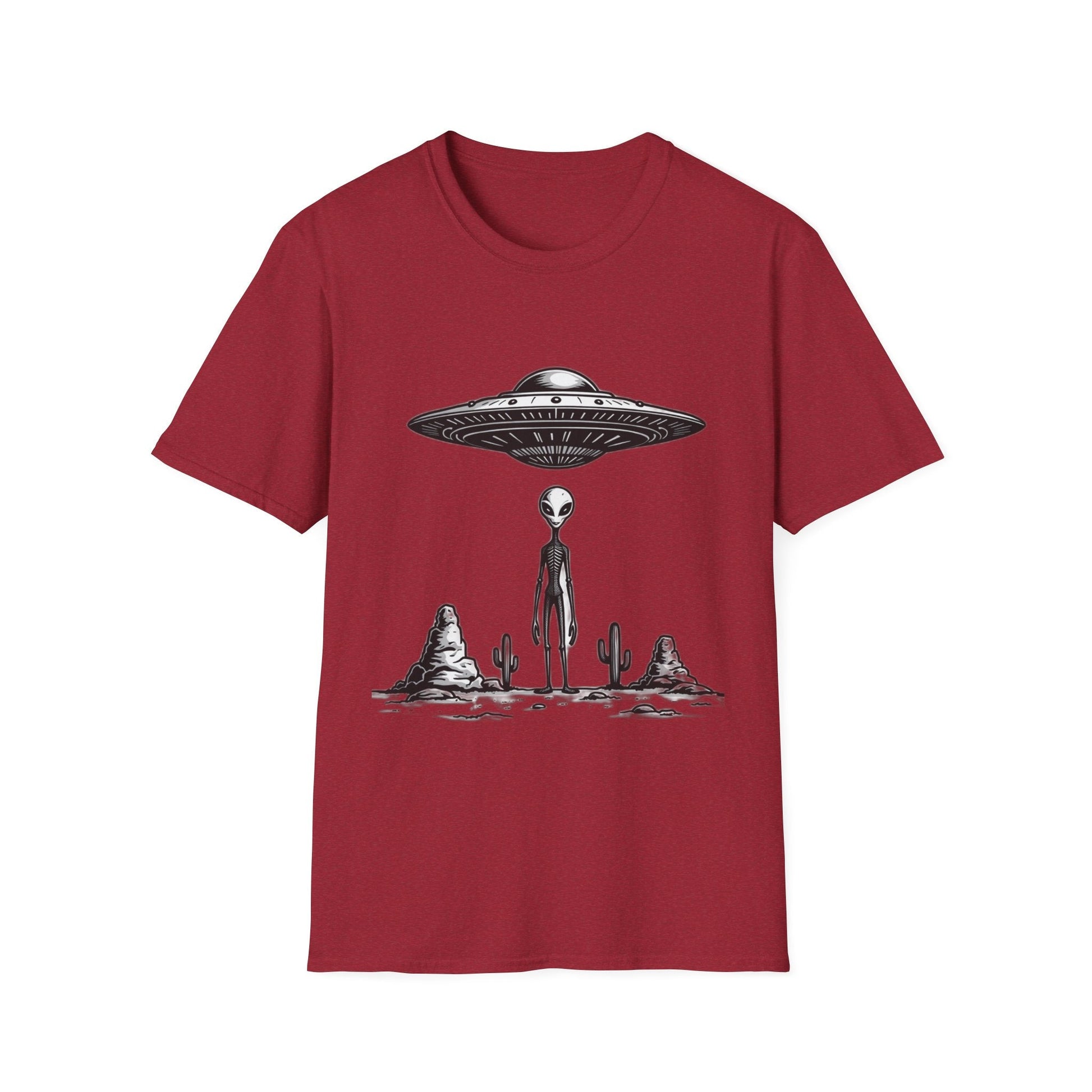 Alien Abduction Unisex Softstyle T-Shirt - Retro UFO Design, Fun Gift, Sci - Fi Lover Apparel, Casual Wear - IconVexa
