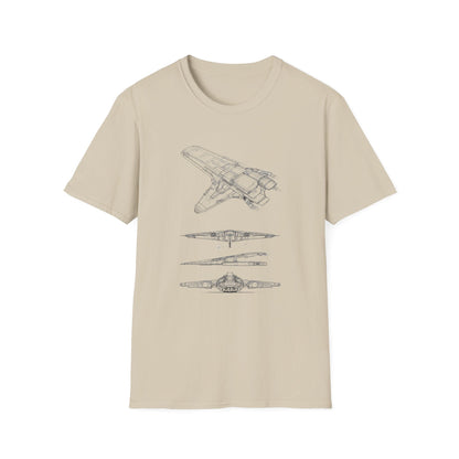 Futuristic Spaceship Graphic Tee - Unisex Softstyle T-Shirt, Space Lover Gift, Sci - Fi Shirt, Casual Everyday Wear, Galaxy Tee - IconVexa