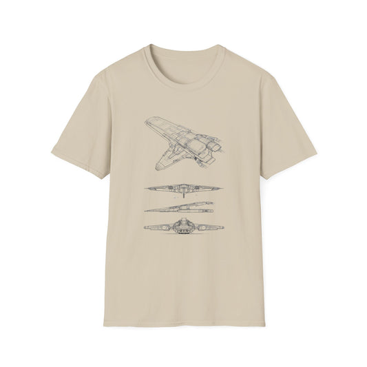 Futuristic Spaceship Graphic Tee - Unisex Softstyle T-Shirt, Space Lover Gift, Sci-Fi Shirt, Casual Everyday Wear, Galaxy Tee