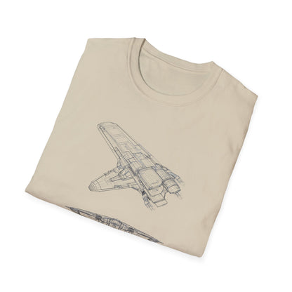 Futuristic Spaceship Graphic Tee - Unisex Softstyle T-Shirt, Space Lover Gift, Sci - Fi Shirt, Casual Everyday Wear, Galaxy Tee - IconVexa
