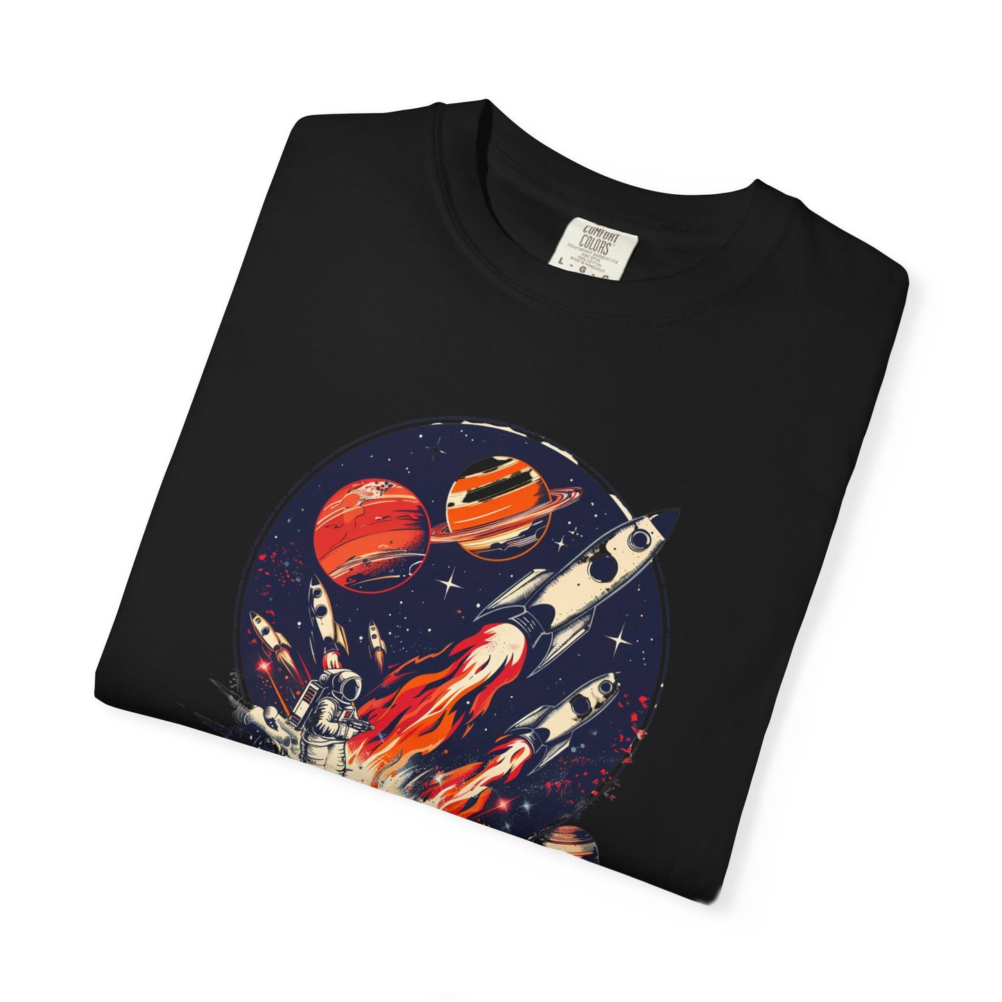 Rocket Launch T-Shirt | Retro Sci-Fi Graphic Tee | Outer Space Shirt for Space Lovers