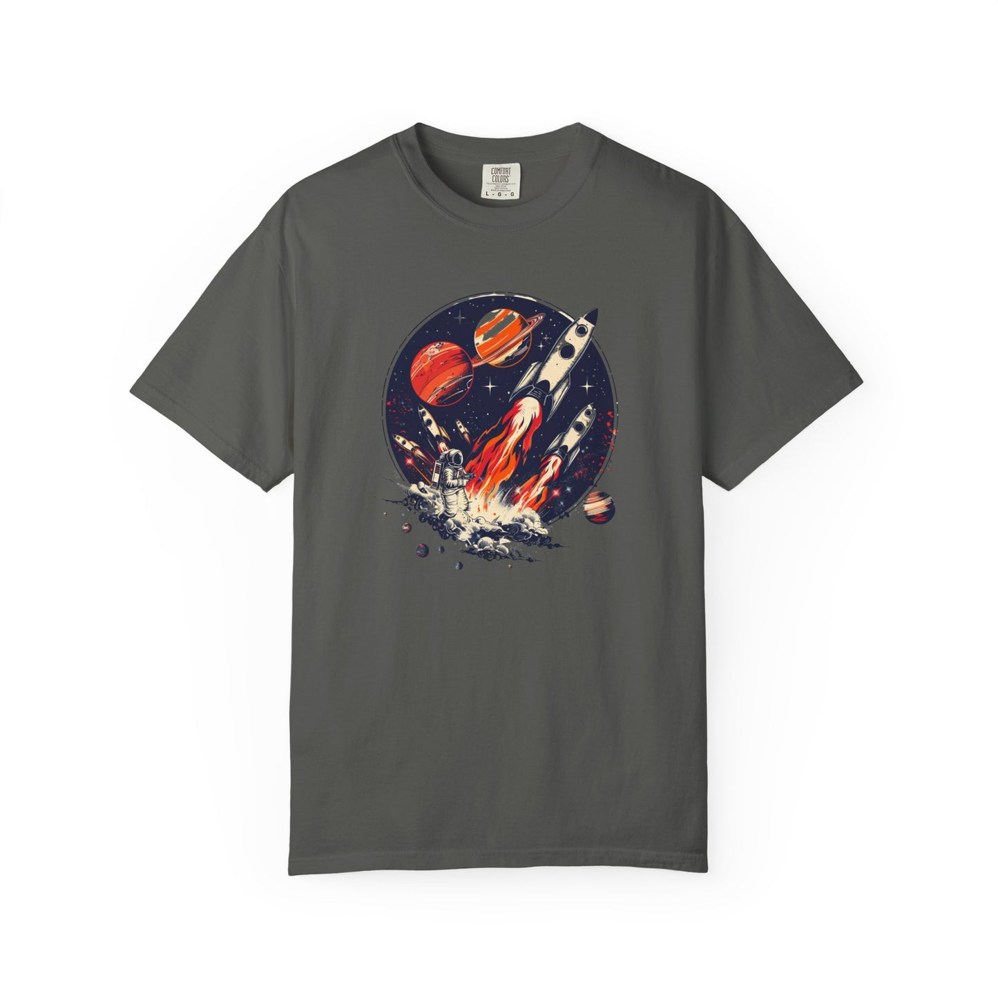Rocket Launch T-Shirt | Retro Sci-Fi Graphic Tee | Outer Space Shirt for Space Lovers