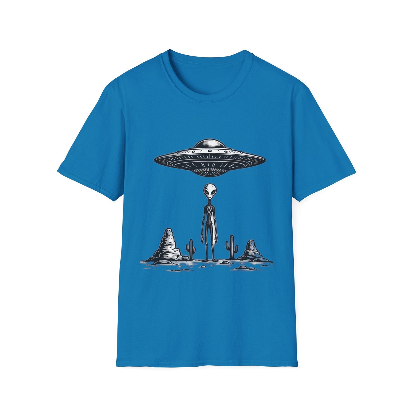 Alien Abduction Unisex Softstyle T-Shirt - Retro UFO Design, Fun Gift, Sci - Fi Lover Apparel, Casual Wear - IconVexa