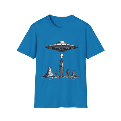 Alien Abduction Unisex Softstyle T-Shirt - Retro UFO Design, Fun Gift, Sci - Fi Lover Apparel, Casual Wear - IconVexa