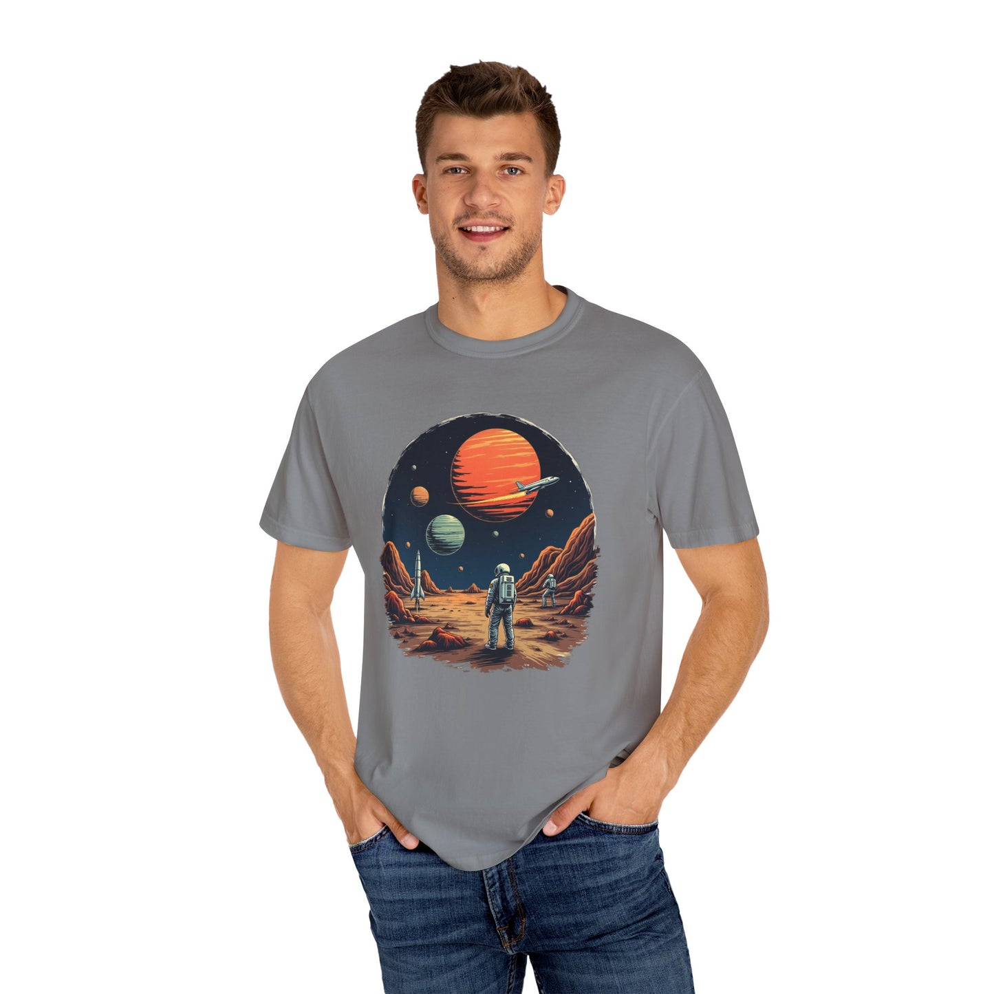 Astronaut T-Shirt | Outer Space Tee with Planets | Retro Sci-Fi Graphic for Space Lovers