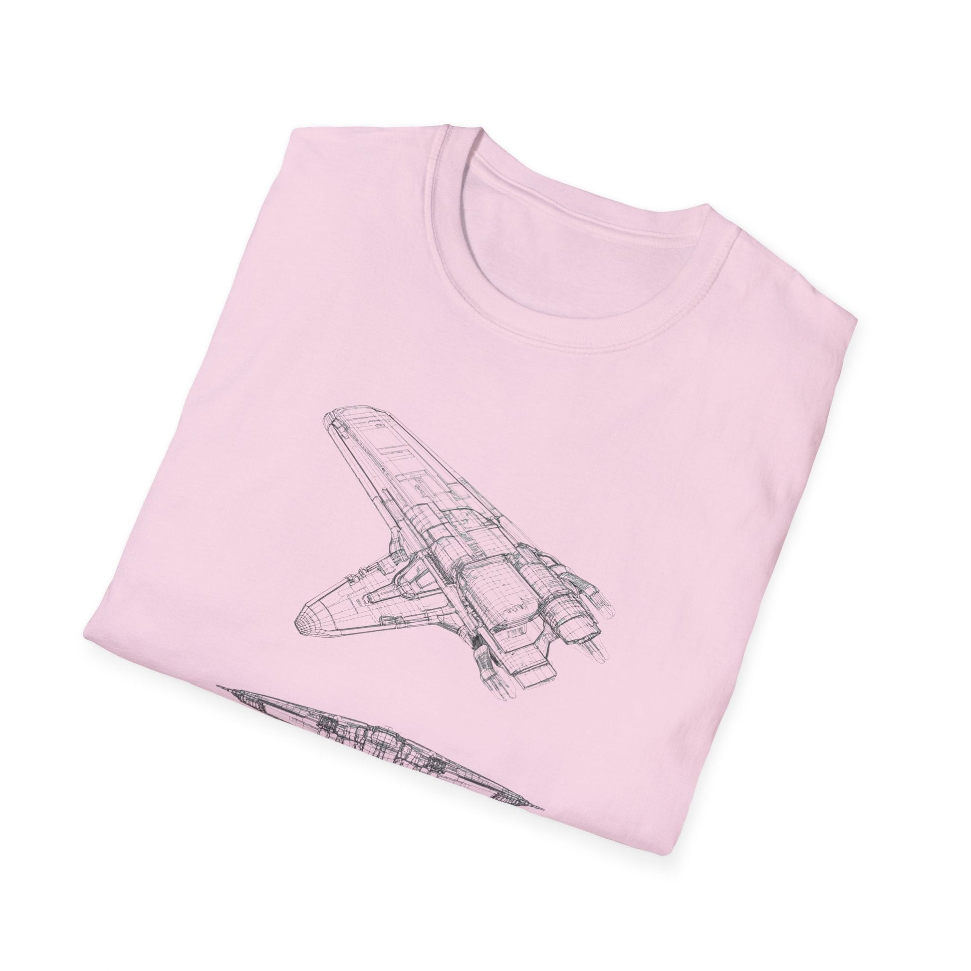 Futuristic Spaceship Graphic Tee - Unisex Softstyle T-Shirt, Space Lover Gift, Sci - Fi Shirt, Casual Everyday Wear, Galaxy Tee - IconVexa