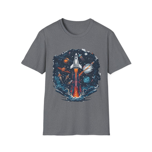 Cosmic Adventure T-Shirt - Unisex Rocket Space Tee, Astronaut Gift, Science Lover Shirt, Outer Space Apparel, Gift for Stargazers