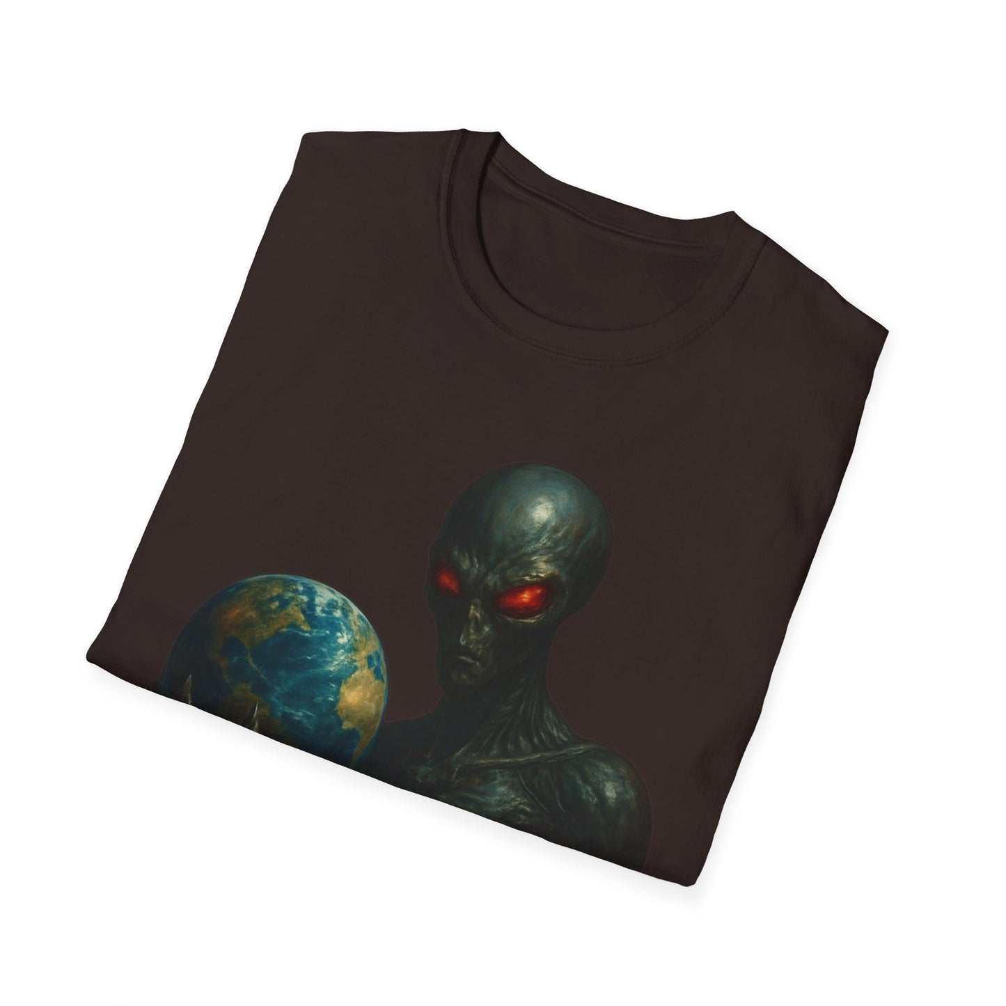 Alien-Inspired Unisex Softstyle T-Shirt, Graphic Tee, Sci-Fi Apparel, Cosmic Gift, Unisex Fashion, Space Lover's Shirt