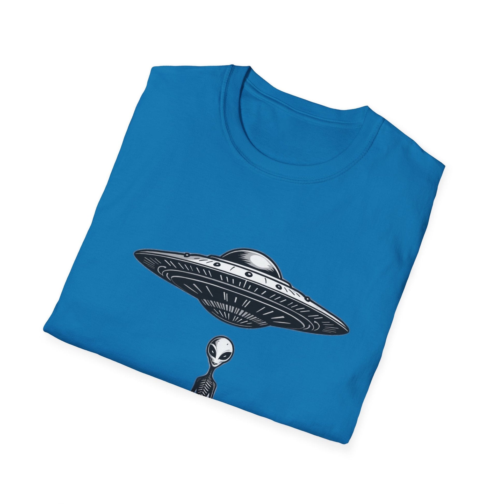 Alien Abduction Unisex Softstyle T-Shirt - Retro UFO Design, Fun Gift, Sci - Fi Lover Apparel, Casual Wear - IconVexa