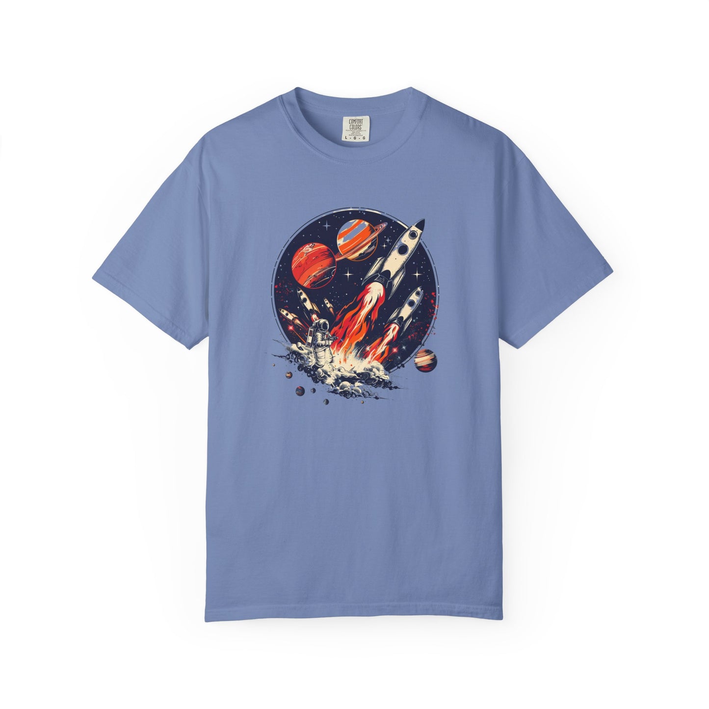 Rocket Launch T-Shirt | Retro Sci-Fi Graphic Tee | Outer Space Shirt for Space Lovers