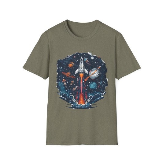 Cosmic Adventure T-Shirt - Unisex Rocket Space Tee, Astronaut Gift, Science Lover Shirt, Outer Space Apparel, Gift for Stargazers