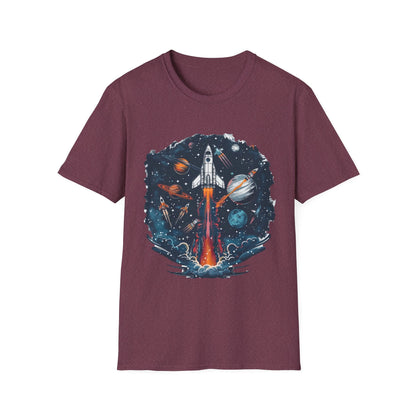 Cosmic Adventure T-Shirt - Unisex Rocket Space Tee, Astronaut Gift, Science Lover Shirt, Outer Space Apparel, Gift for Stargazers - IconVexa