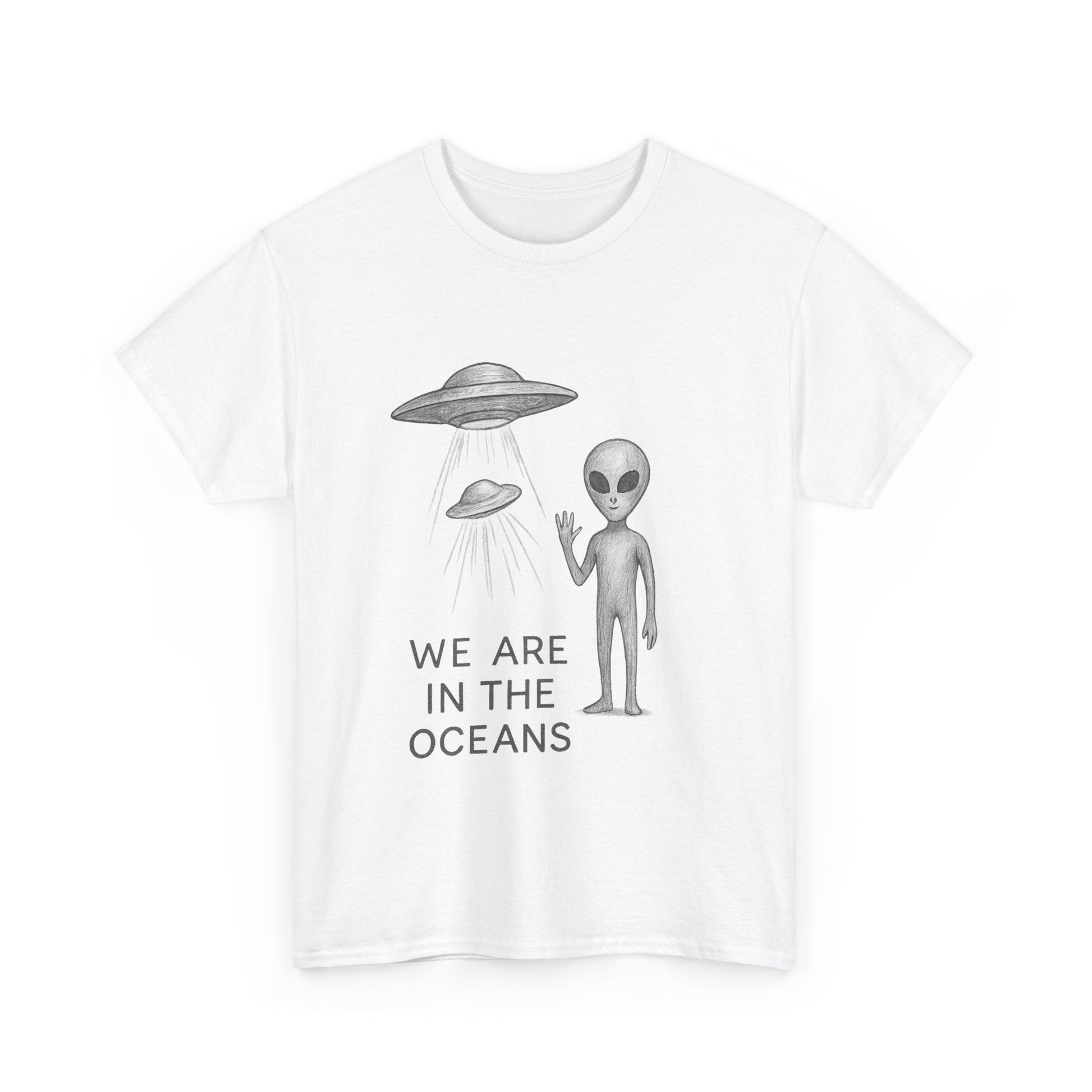 Unisex Alien Tee - Fun UFO Graphic Cotton T-Shirt, Gifts for Space Lovers, Comfortable Everyday Wear, Unique Sci - Fi Apparel - IconVexa