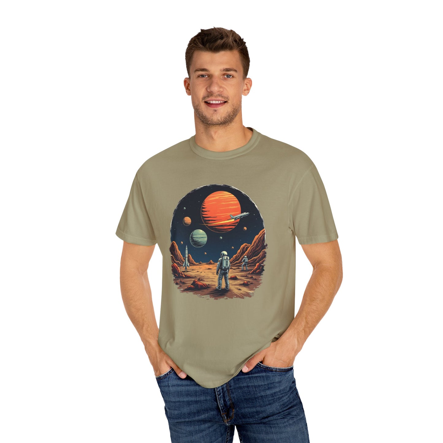 Astronaut T-Shirt | Outer Space Tee with Planets | Retro Sci-Fi Graphic for Space Lovers