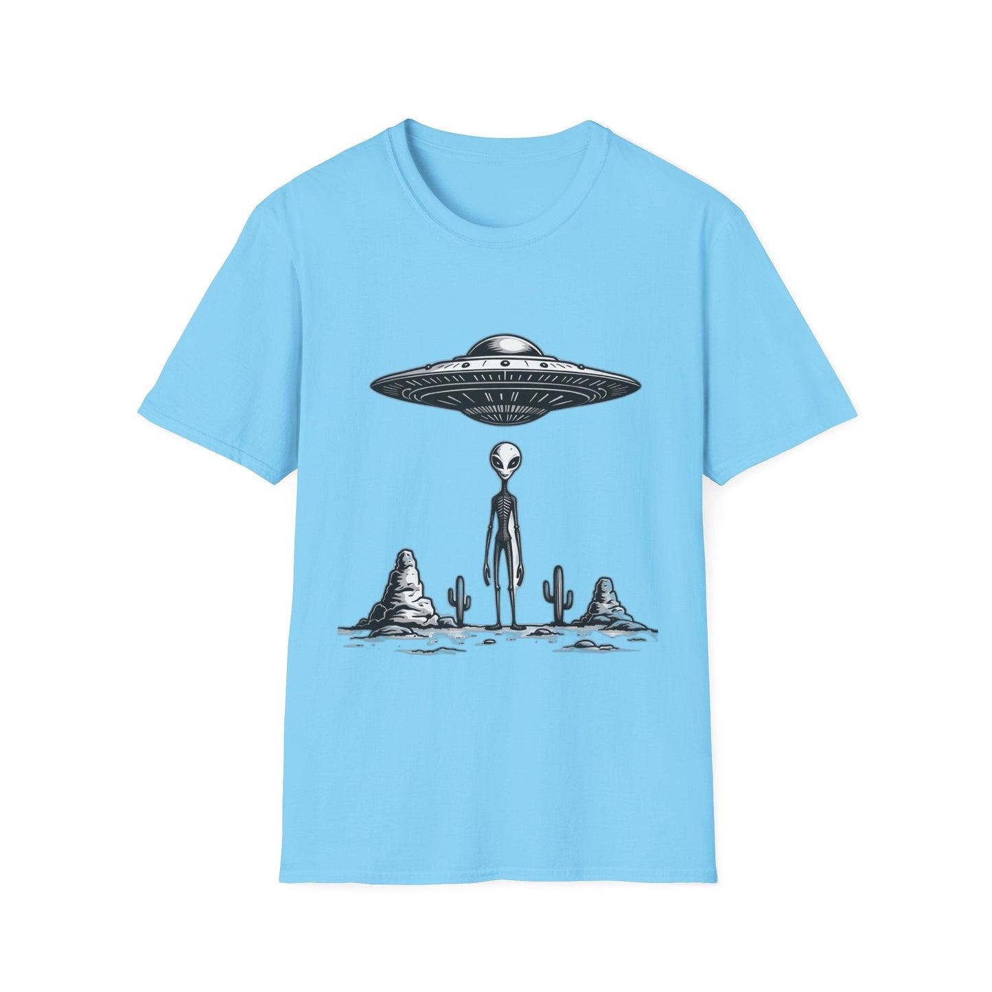 Alien Abduction Unisex Softstyle T-Shirt - Retro UFO Design, Fun Gift, Sci - Fi Lover Apparel, Casual Wear - IconVexa