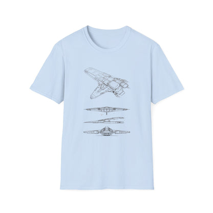 Futuristic Spaceship Graphic Tee - Unisex Softstyle T-Shirt, Space Lover Gift, Sci - Fi Shirt, Casual Everyday Wear, Galaxy Tee - IconVexa
