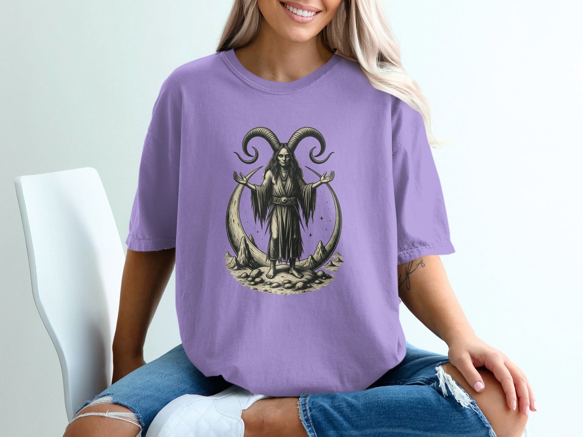 Mystical Goat Horned Character Casual Tee product