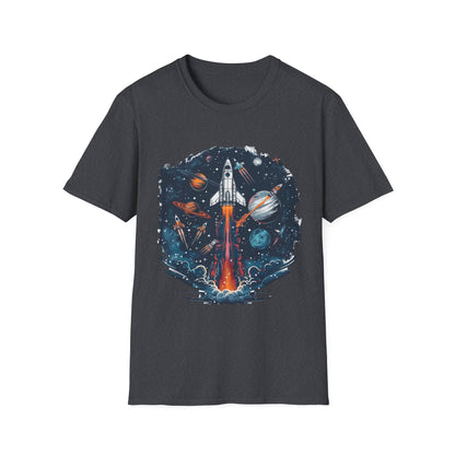 Cosmic Adventure T-Shirt - Unisex Rocket Space Tee, Astronaut Gift, Science Lover Shirt, Outer Space Apparel, Gift for Stargazers - IconVexa