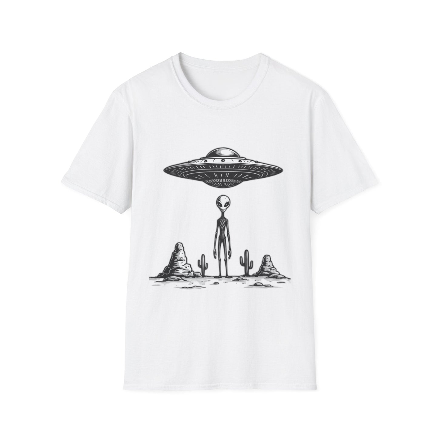 Alien Abduction Unisex Softstyle T-Shirt - Retro UFO Design, Fun Gift, Sci - Fi Lover Apparel, Casual Wear - IconVexa