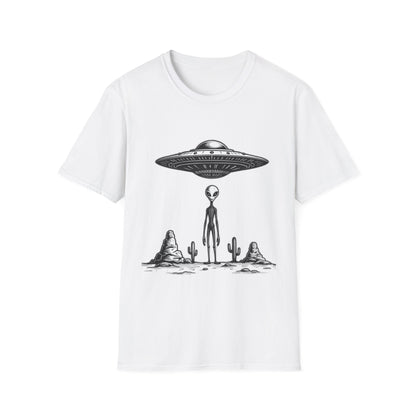 Alien Abduction Unisex Softstyle T-Shirt - Retro UFO Design, Fun Gift, Sci - Fi Lover Apparel, Casual Wear - IconVexa
