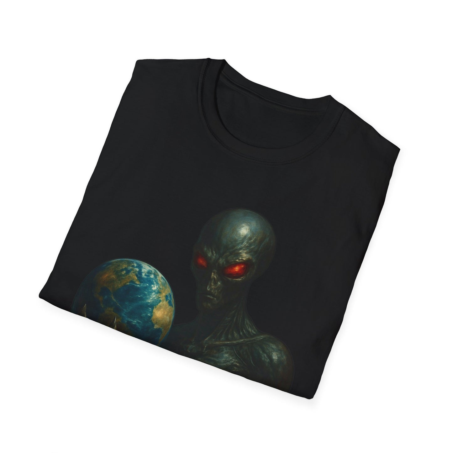Alien-Inspired Unisex Softstyle T-Shirt, Graphic Tee, Sci-Fi Apparel, Cosmic Gift, Unisex Fashion, Space Lover's Shirt