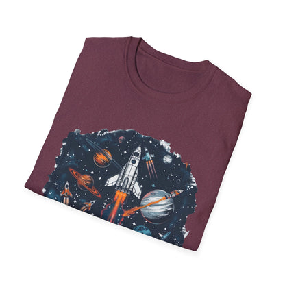 Cosmic Adventure T-Shirt - Unisex Rocket Space Tee, Astronaut Gift, Science Lover Shirt, Outer Space Apparel, Gift for Stargazers - IconVexa