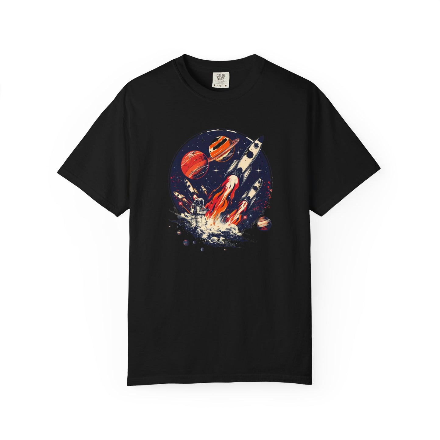 Rocket Launch T-Shirt | Retro Sci-Fi Graphic Tee | Outer Space Shirt for Space Lovers