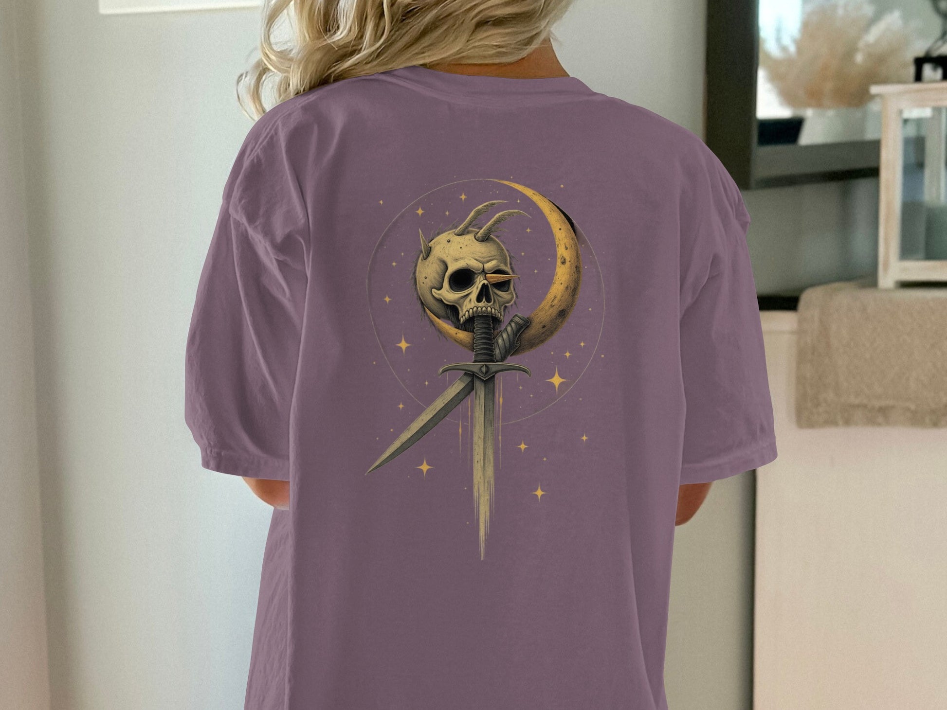 Purple Shirt with Skull and Sword Graphic product type
