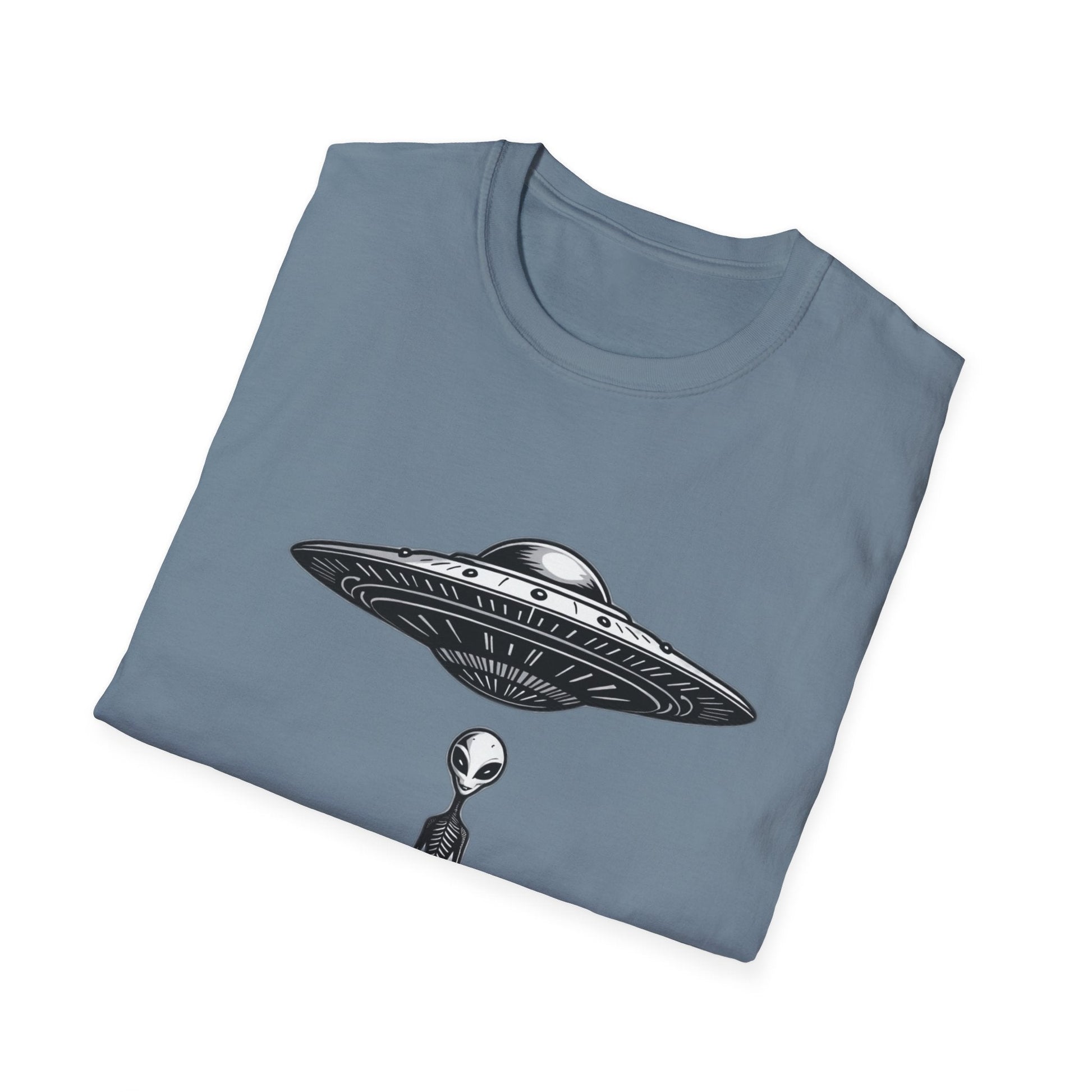 Alien Abduction Unisex Softstyle T-Shirt - Retro UFO Design, Fun Gift, Sci - Fi Lover Apparel, Casual Wear - IconVexa